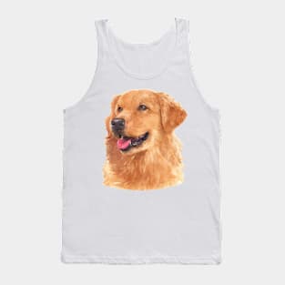 Beautiful Golden Retriever Watercolor Art Tank Top